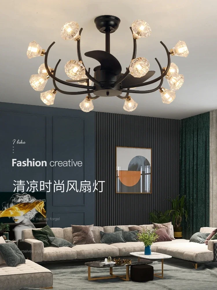 ceiling fan light, light luxury, modern simplicity, Nordic 2024 new fan light with fan dining room, living room