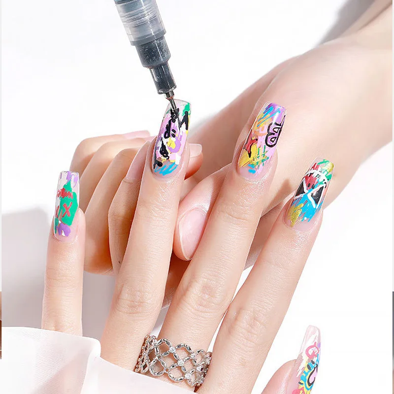 Nail Art Drawing Graffiti Pen Gel Pencil Plastic Painting Liner Brush White Marker Pen Nail Manicure Decoration Tools