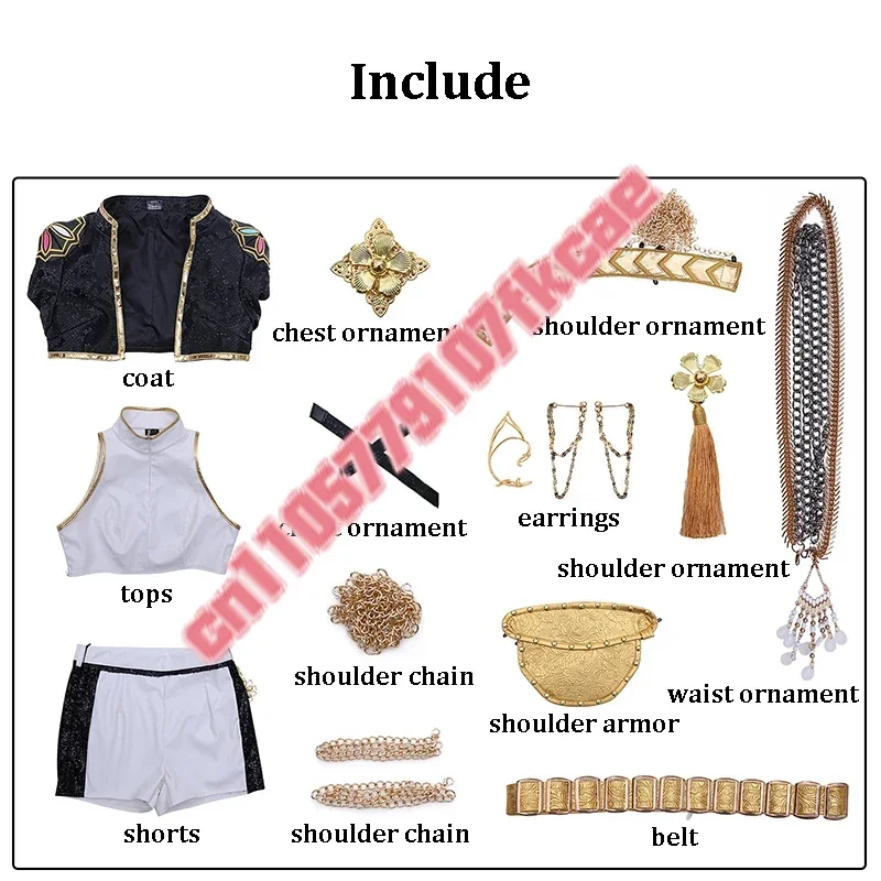 KPop Demon Hunters Cosplay Costume Wig Set - Black/Golden Rumi Zoey Mira Outfit for Girls Child Halloween Party Role-playing