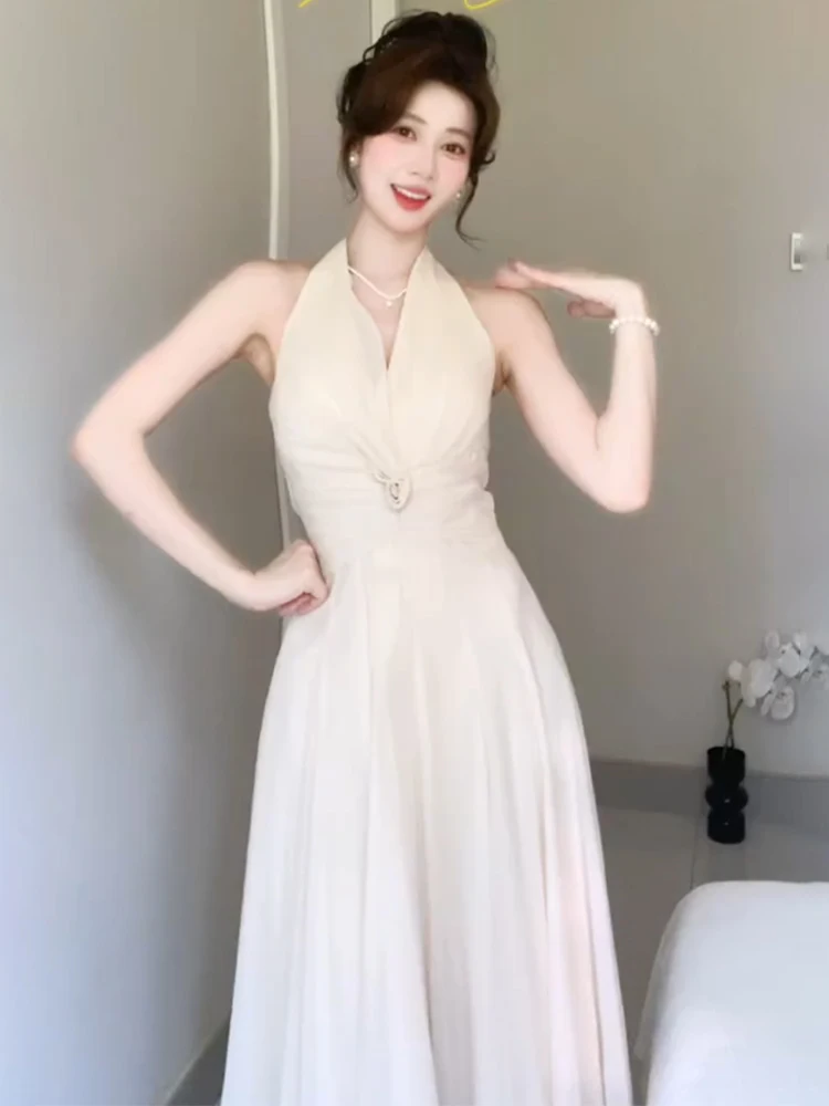 

Ele Gentle Wedding Dr Women's White Luxury Sensation Hanging Ne Dr Birthday Super Fairy Beautiful A-Line Skirt