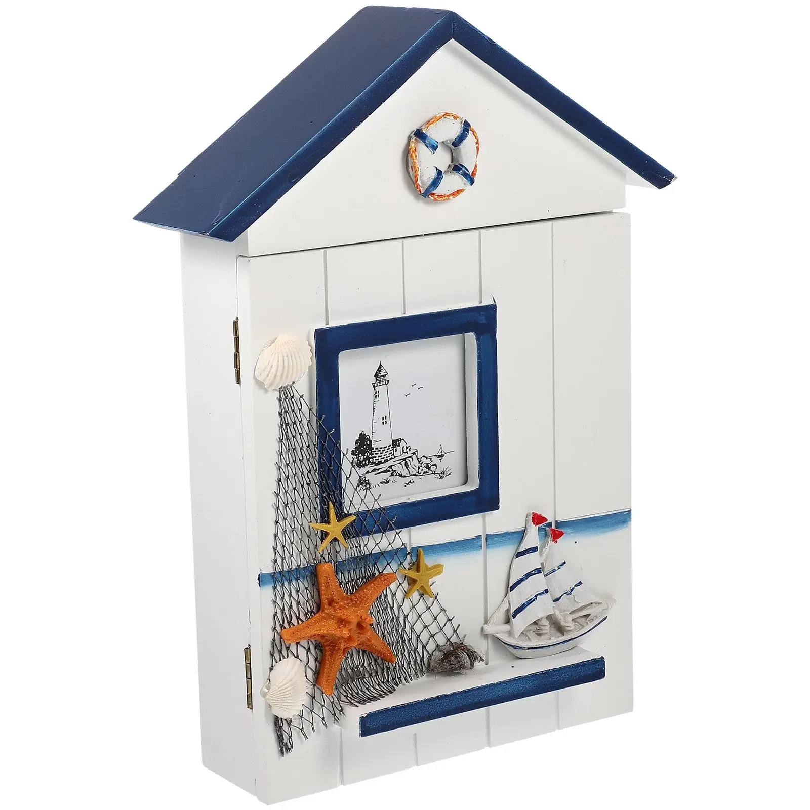 

Key Box Storage Wall Mount Holder House Shape Multi purpose Case Decorative Hook Rack Large Capacity Practical Gift