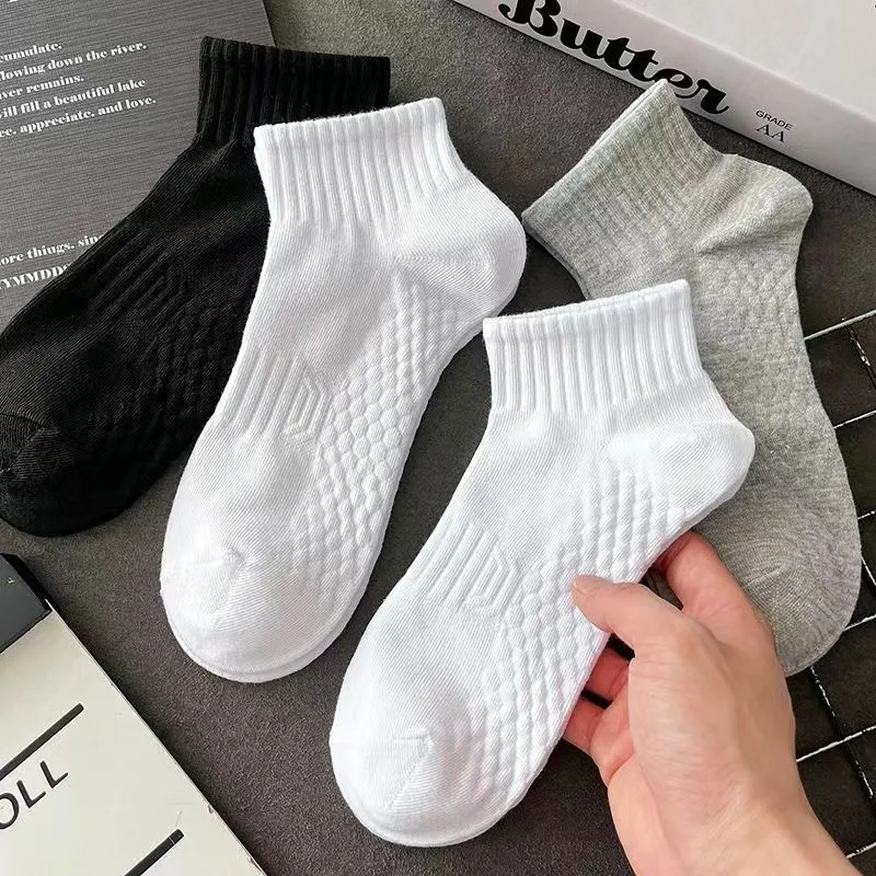 3Pairs Soft Men Black White Warm Cotton Socks Set Autumn Winter Male Solid Color Breathable Business Sport Short Socks For Men