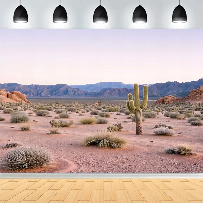 Пейзаж пустыни с кусточками, деревьями, горами, фоны для фотосъемки, кактус, растение, Джошуа, рок-формации, фотофон RD-02
