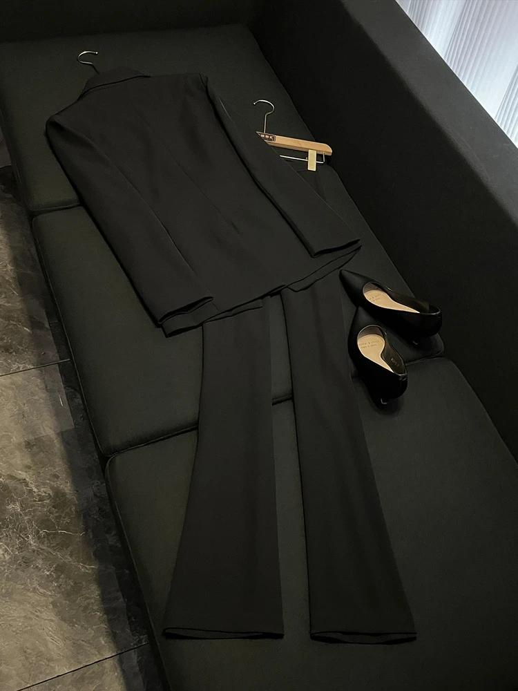 Ele conjunto de duas peças terno de cintura de botão único feito de alta qualidade sensação inverno 2025 novo sle francês sle para mulher