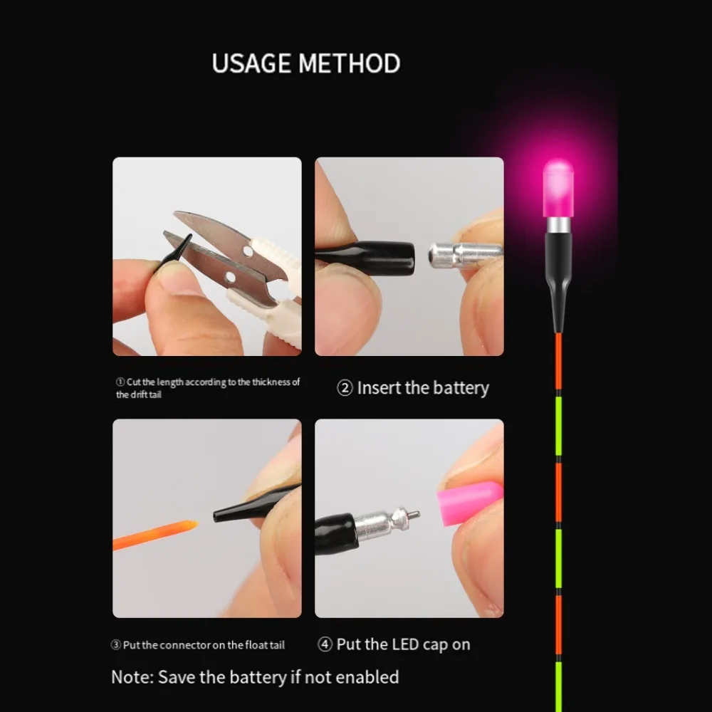 

2 Set LED Electronic Light Luminous Fishing Floats Green/Red Glow Stick Luminous Drifting Tail LED Electronic Accessory CR311