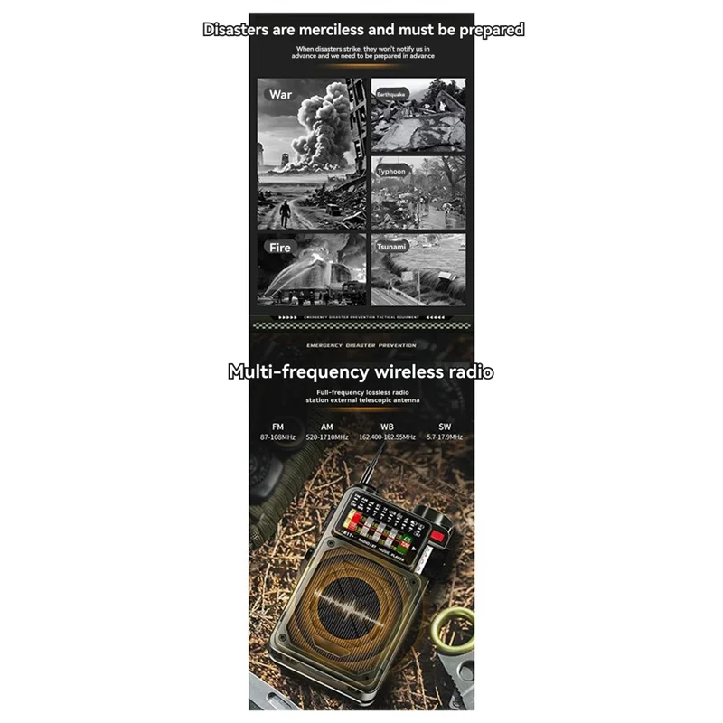 Reliable-Multifunctional Radio Bluetooth Speaker Emergency Flashlight Compass Hand Cranked Generator,Multifunctional Radio Bluet