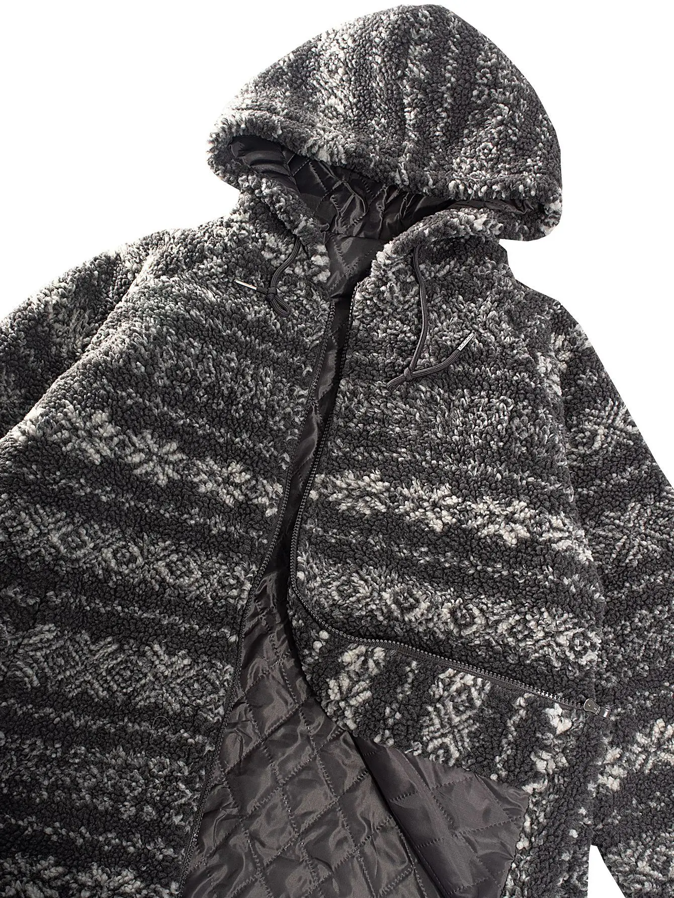 American Vintage Imitation Lamb Fur Overcoat 2026 Winter Casual Fashion Print Loose Women's Warm Thick Plush Hooded Jacket