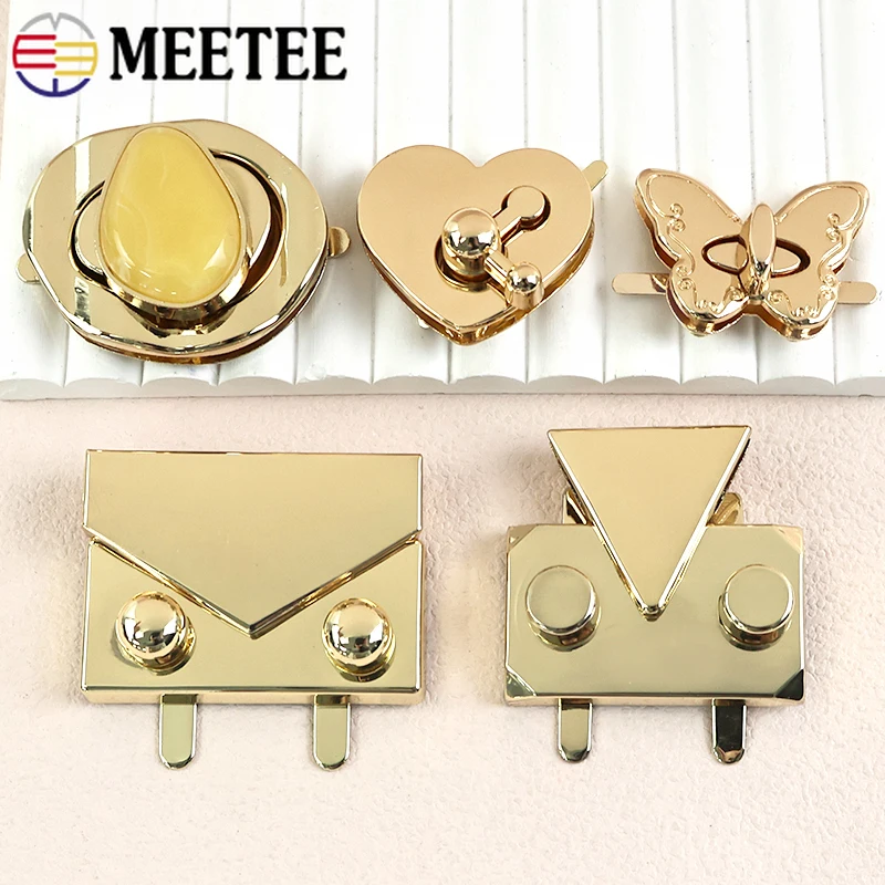 1/2Pcs Gold Metal Turn Twist Lock Buckles Handbag Wallet Decor Snap Clips Clasp Replace Closure Latch Buckle DIY Bag Accessories