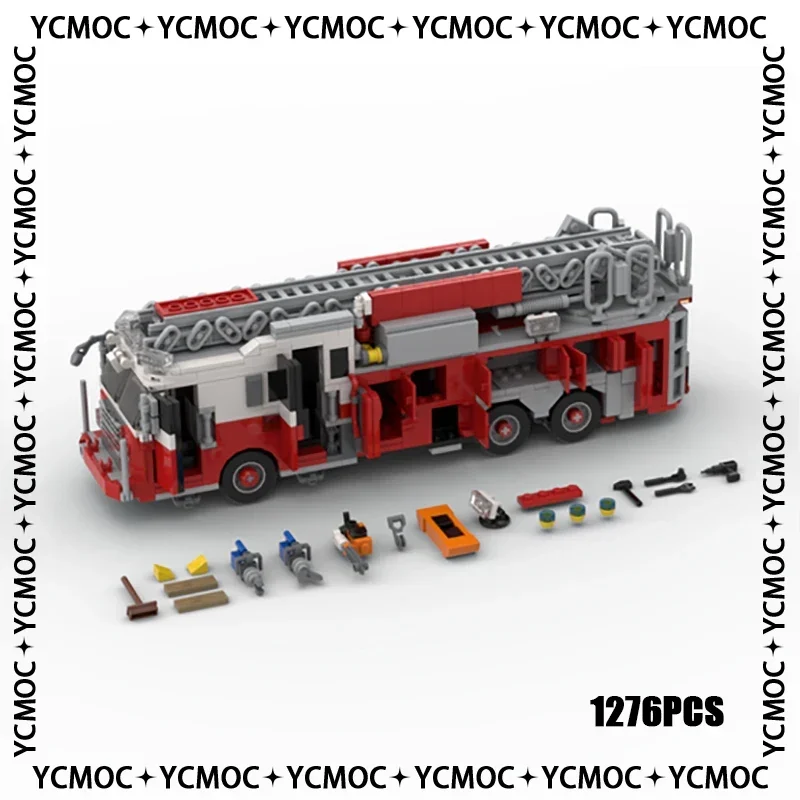 Ycmoc-車シリーズビルディングブロックモデル、ニューヨークファイヤーブリティッシュラダー、テクノロジーブリック、有名車、DIYおもちゃ、102エクスプレス