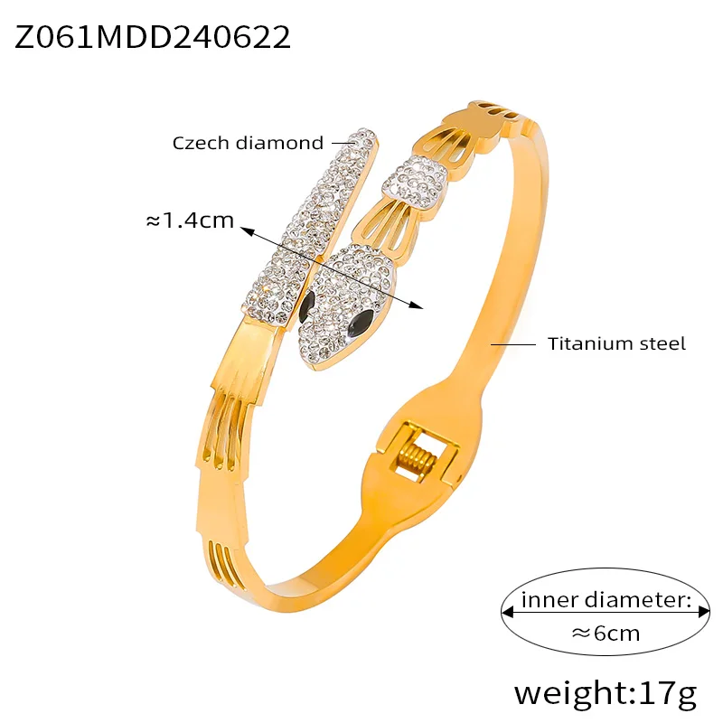 Sparkle Stainless Steel Bracelet for Women Plated Gold Snake Design Luxury Fashion Hollow Bangle Jewelry Gift Wholesale
