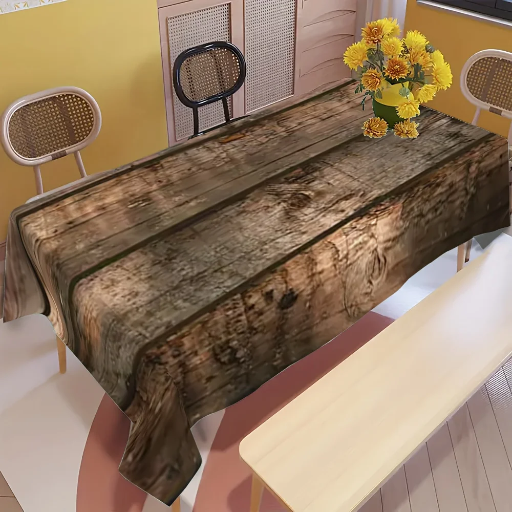 1 PC Wood Grain Texture Pattern Dark Wood Background Pattern Tablecloth Suitable for Home Decorationzyc