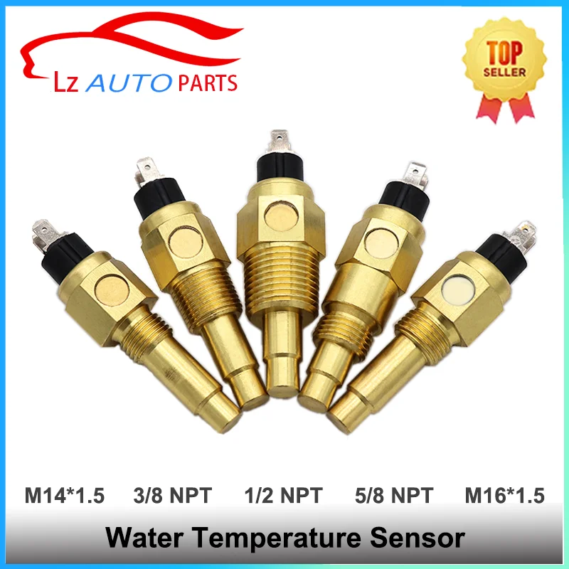 エンジン、アラーム、ユニバーサルジェネレーター部品用の水温度センサー、m14*1.5 3/8 17mm 1/2 21mm 5/8 16mm npt m16 * 1.5、vdo 98 ± 3 ℃