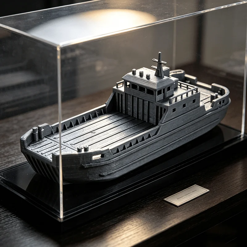 3D Printed Landing Craft Ship Model, Mini Cargo Ferry Vessel, Tabletop Wargame Naval Terrain Diorama Scenery