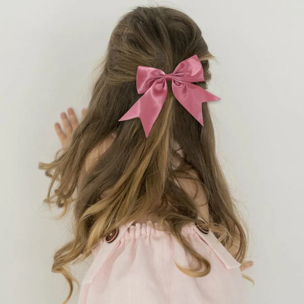 2/3/5Pcs Lovely Solid Color Ribbon Bows Hair Clip for Kids Girls Hairpins Barrettes Handmade Headwear Baby Hair Accessories