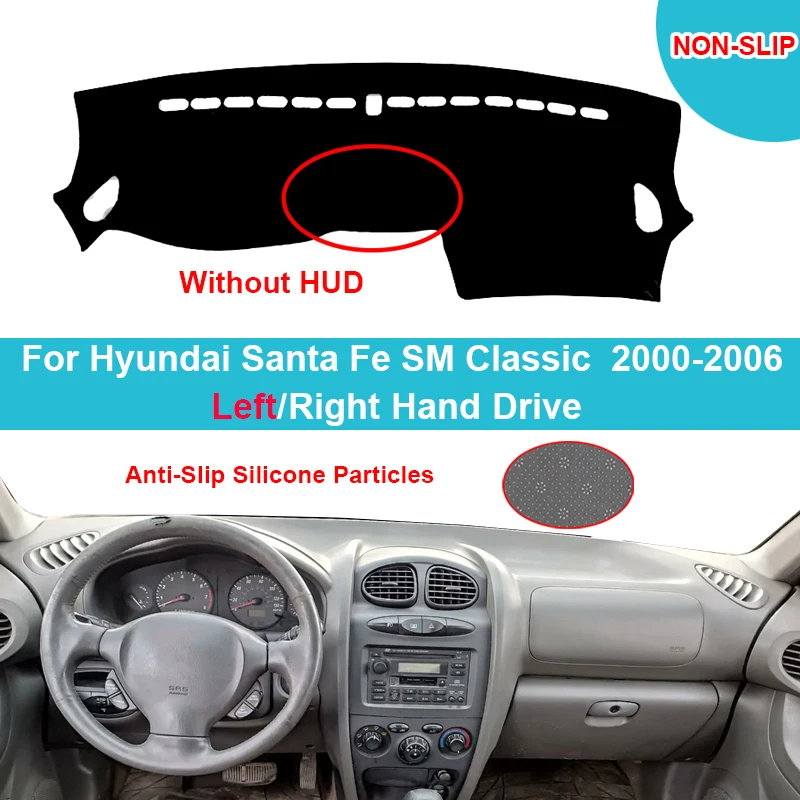 Car Dashboard Cover Sun Shade For Hyundai Santa Fe SM Classic 2000 - 2005 2006 Dash Mat Flannel Suede Polyester Carpet Pretector