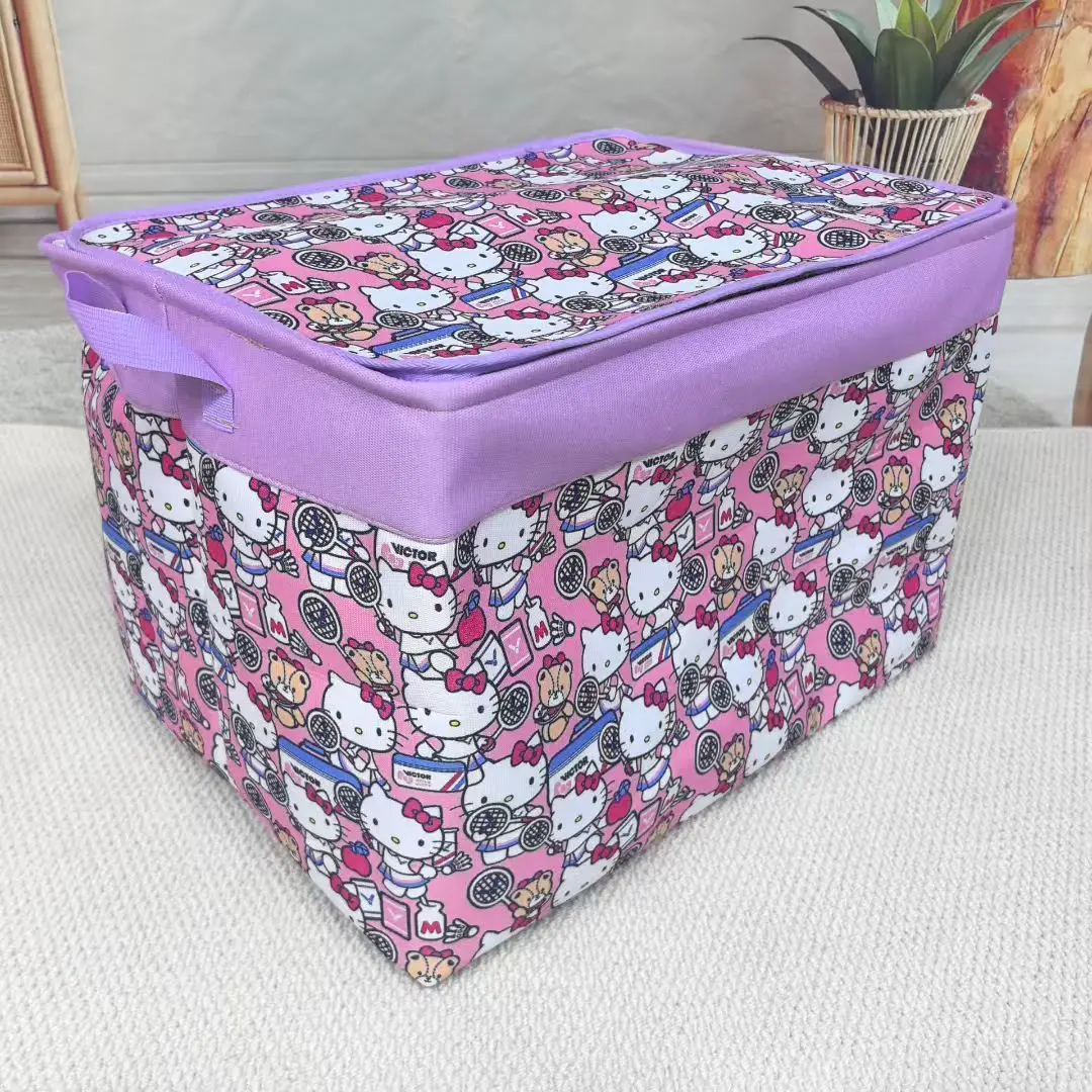 

Sanrio Hello Kitty Thick Storage Foldable Moisture-proof Quilt Double Zipper and Lid Large Capacity Steel Ring Storage Clothes