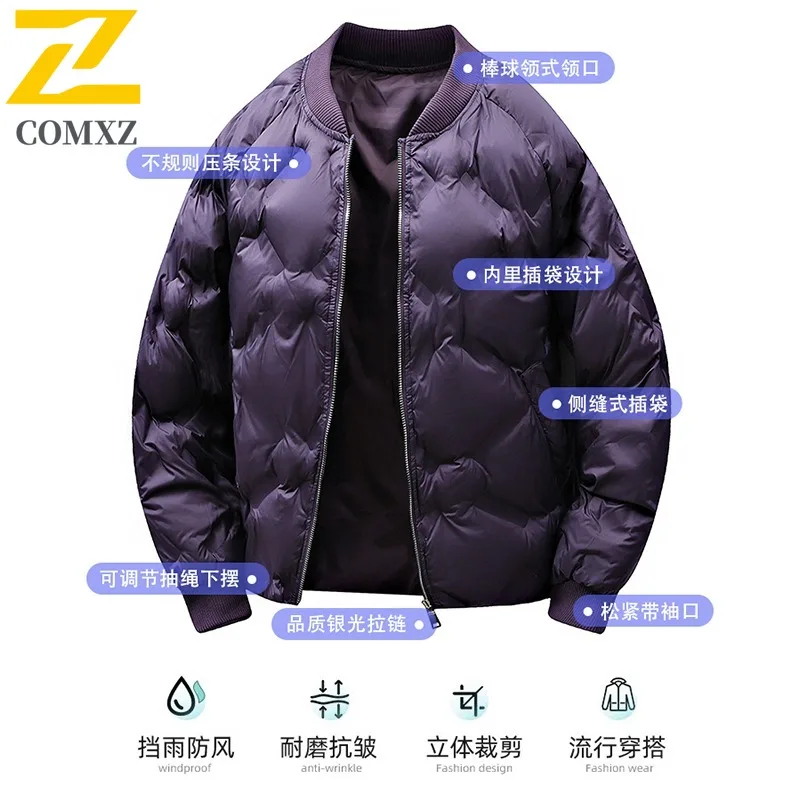 COMXZ 2025 Autumn Winter Baseball Collar Cotton Jacket Unisex Thick Warm Casual Fashion Coat Outdoor lightweight windbreaker
