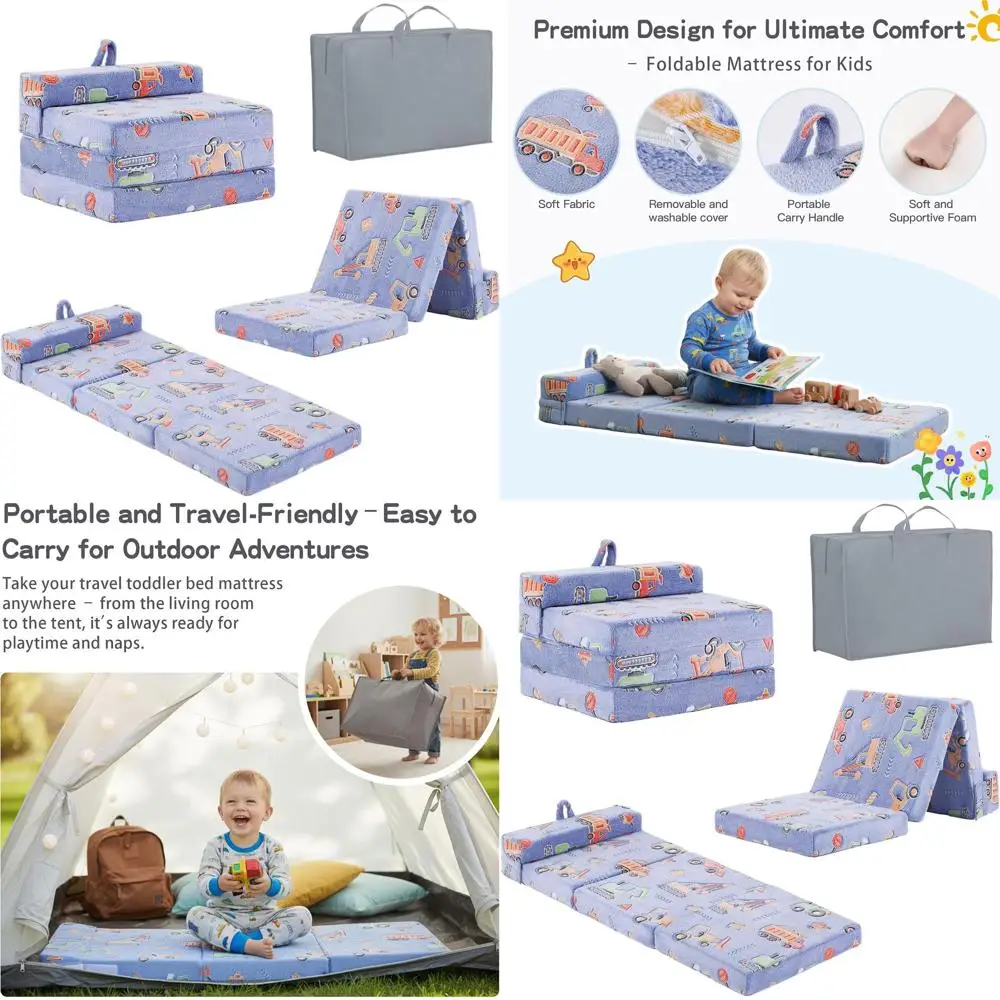 

Portable Toddler Nap Mat with Glow-in-the-Dark Feature, Ideal for Travel, Daycare, Camping, Playroom, and Vehicles