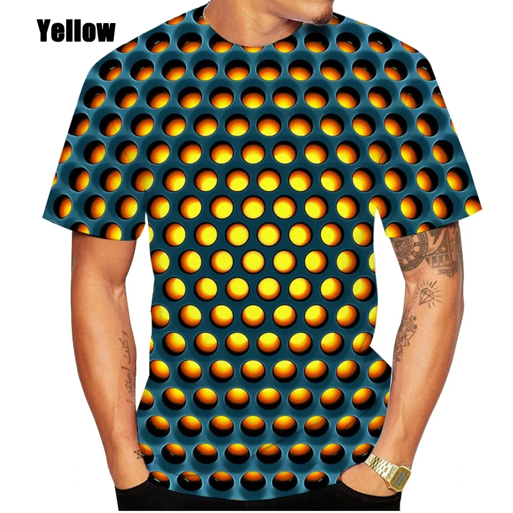 2024 Men\'s printed 3D geometric pattern digital printed casual fashion trend short sleeve T-shirt large size high quality top