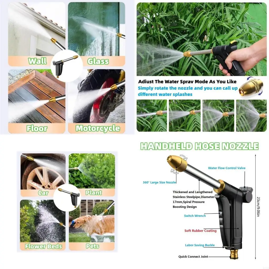 

X4YE High Pressure Water Hose Attachment Thread 360 Degree Rotating Adjustable Nozzle
