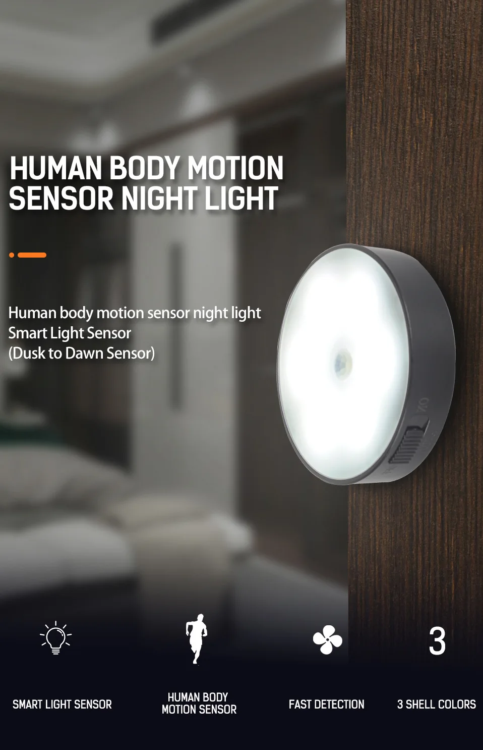 Night Light LED With PIR Motion Sensor Rechargeable USB Kitchen Cabinet RGB Lamp For Bedroom Room New Year Decoration
