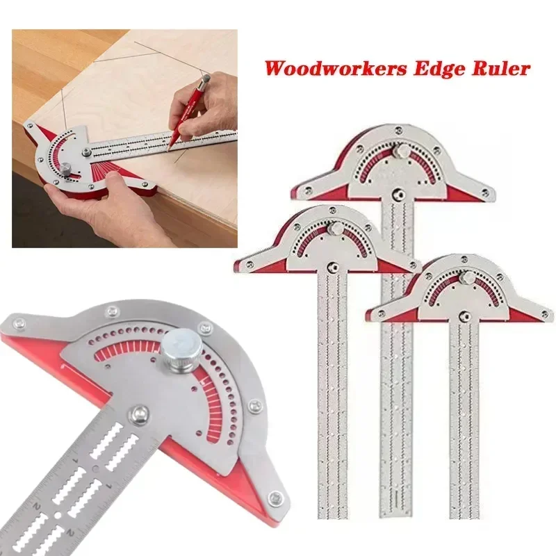 Woodworkers Edge Ruler Protractors Angles Woodworking Ruler Angles Measure Tool Stainless Steel Baseboard Crafts Carpenter Tool