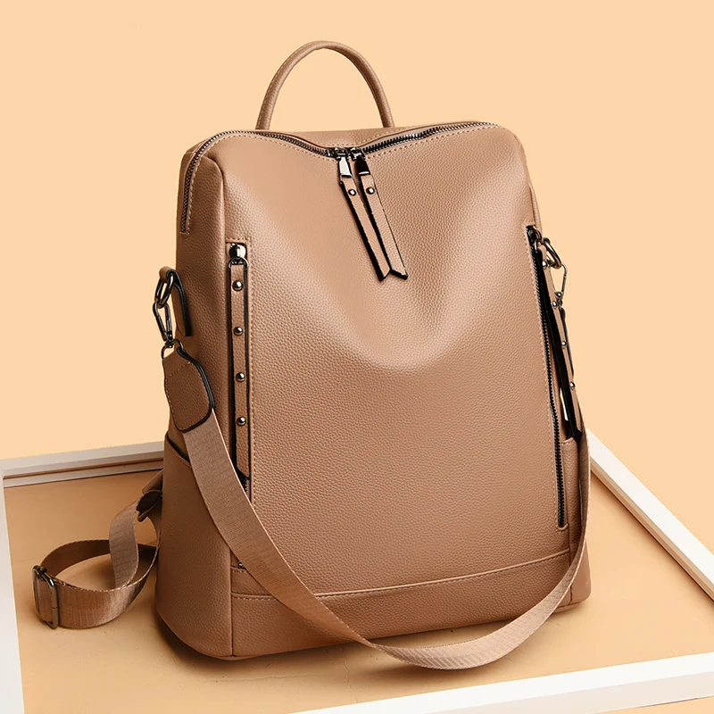 Genuine Brand Women Leather Backpack High Quality Female Back Pack For Girls School Bags Travel Bagpack Ladies Bookbag Rucksack