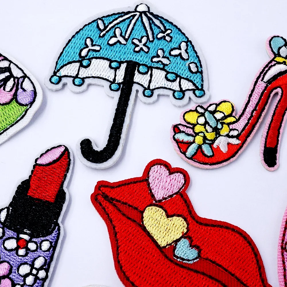 10Pcs/Lot Lollipop High Heels Perfume Decoration Patches Embroidery Applique Ironing Clothing Sewing Supplies Decorative Patch