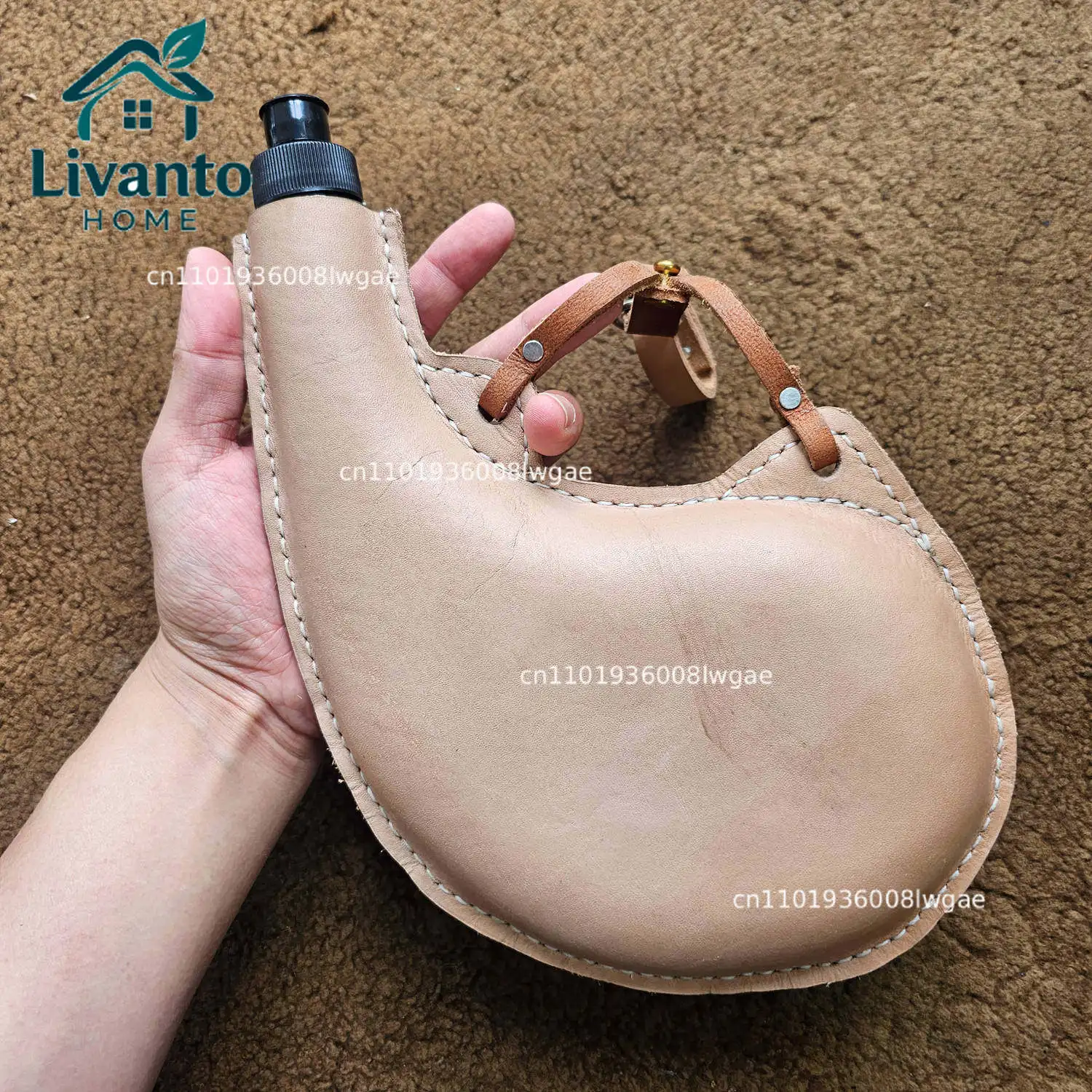 

[Western Europe Series] European medieval cowhide water bag vegetable tanned water bag can be hung the waist portable kettle PE