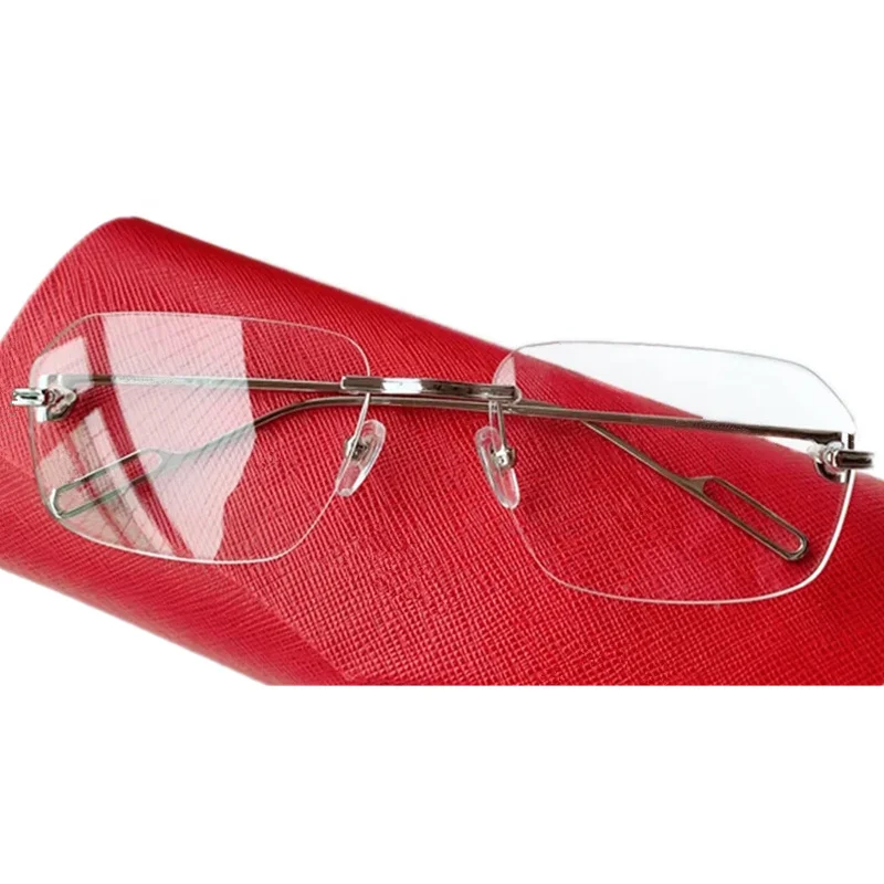 

Luxury Men Big Rimless Glasses Frame Lightweight Gold Silver Wire-Rimmed Glasses 59 for Prescription Eyewear Goggles