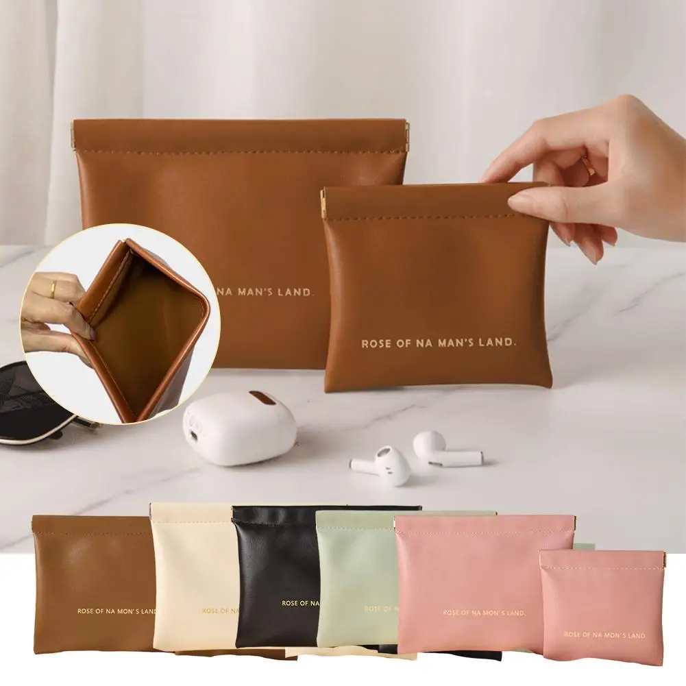 Simple Lipstick Makeup Storage Bag Women Fashion Portable Mini Key Jewelry Cosmetic Organizer Pouch Handbag Pu Small Bags Gift