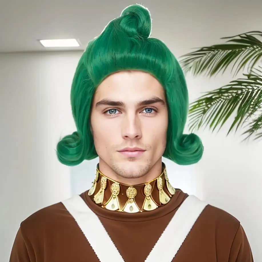 Adult Halloween Cosplay Wig The Chocolate Factory Deluxe Oompa Loompa Costume Happy Candy Wig