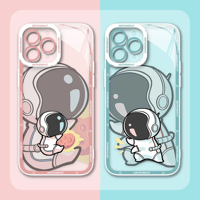 Cute Astronaut Case For Xiaomi Redmi Note 12 4G 5G Turbo 11 Pro Plus 12S 11S 10S 9S 10 8 7 6 9 10C K60 K60E Soft Silicone Cover image 2