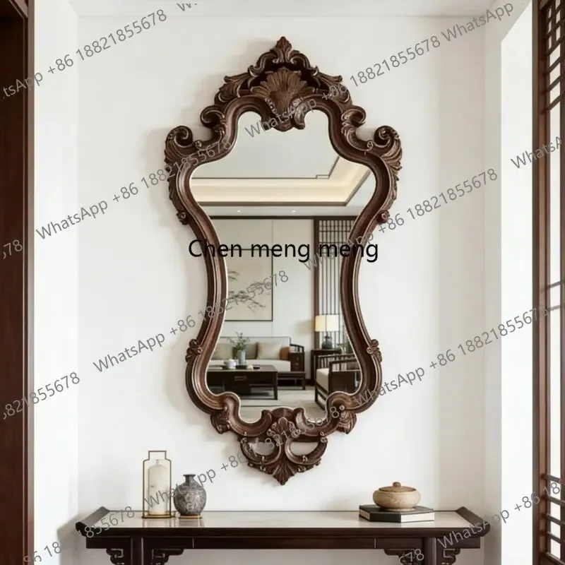 K153 European retro carved wall hanging makeup living room bedroom decorative mirror advanced temperament mirror