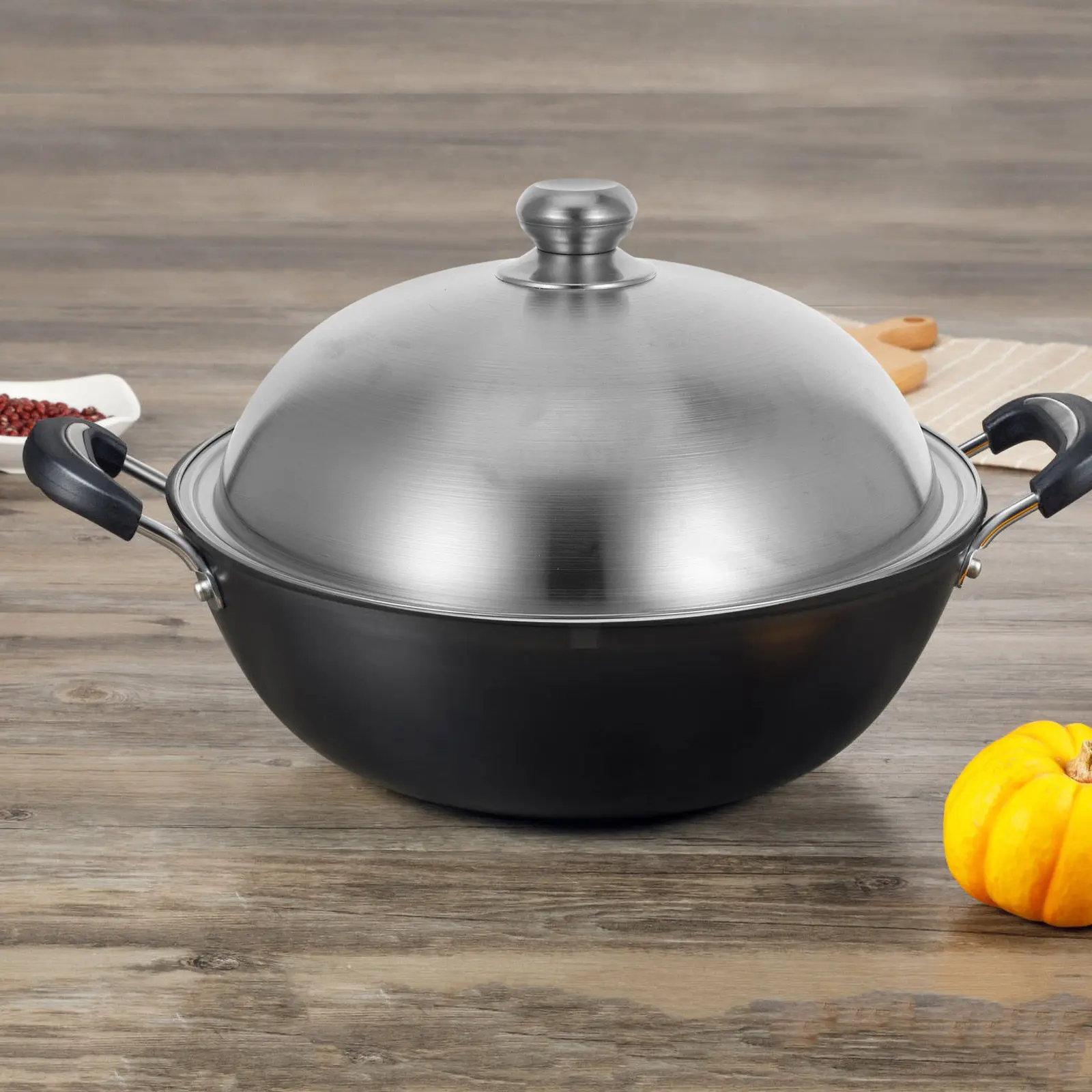 Heavy Duty Stainless Steel Pot Lid Round Design Ergonomic Handle for Safe Lifting Compatible with Wok Stockpot Steamer Frying