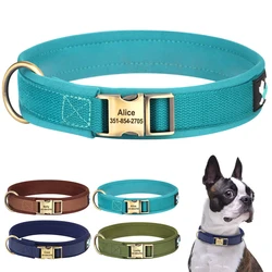Personalized Nylon Dog Collar Custom Engraved Pet Buckle Collars Soft Padded Pet Dog Collars For Small Medium Large Dogs Pitbull