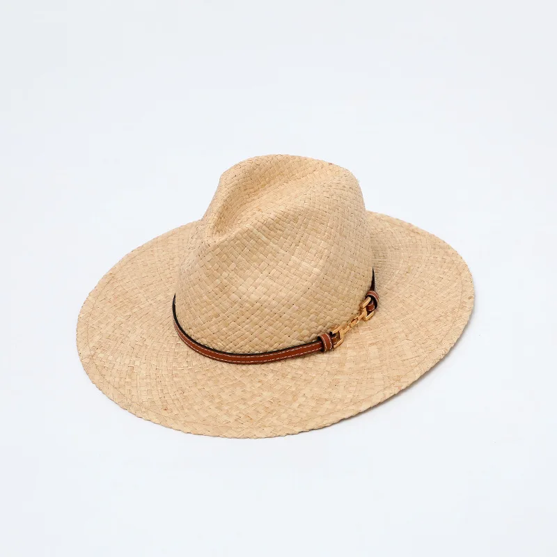 

Fashion British Style Retro Summer Classic Western Cowboy Straw Hat Jazz Large Brim Panama Straw Weaving Hat For Men And Women