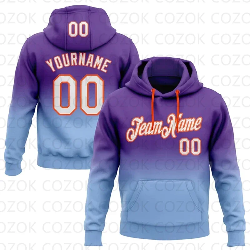 

Customized Hoodie Purple Color splicing Jersey 3D Printed Unisex Pullovers Hoodie Casual Sweatshirts