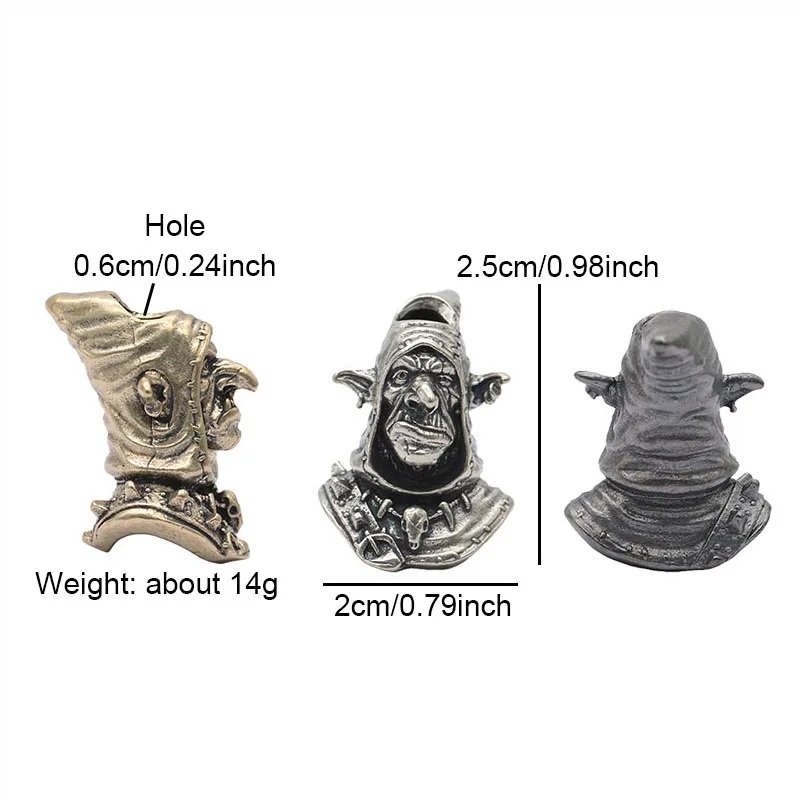 Goblin Humanoid Organism Brass Knife Beads EDC DIY Paracord Woven Bracelets Lanyard Pendants Accessories Outdoor Tool Hangings