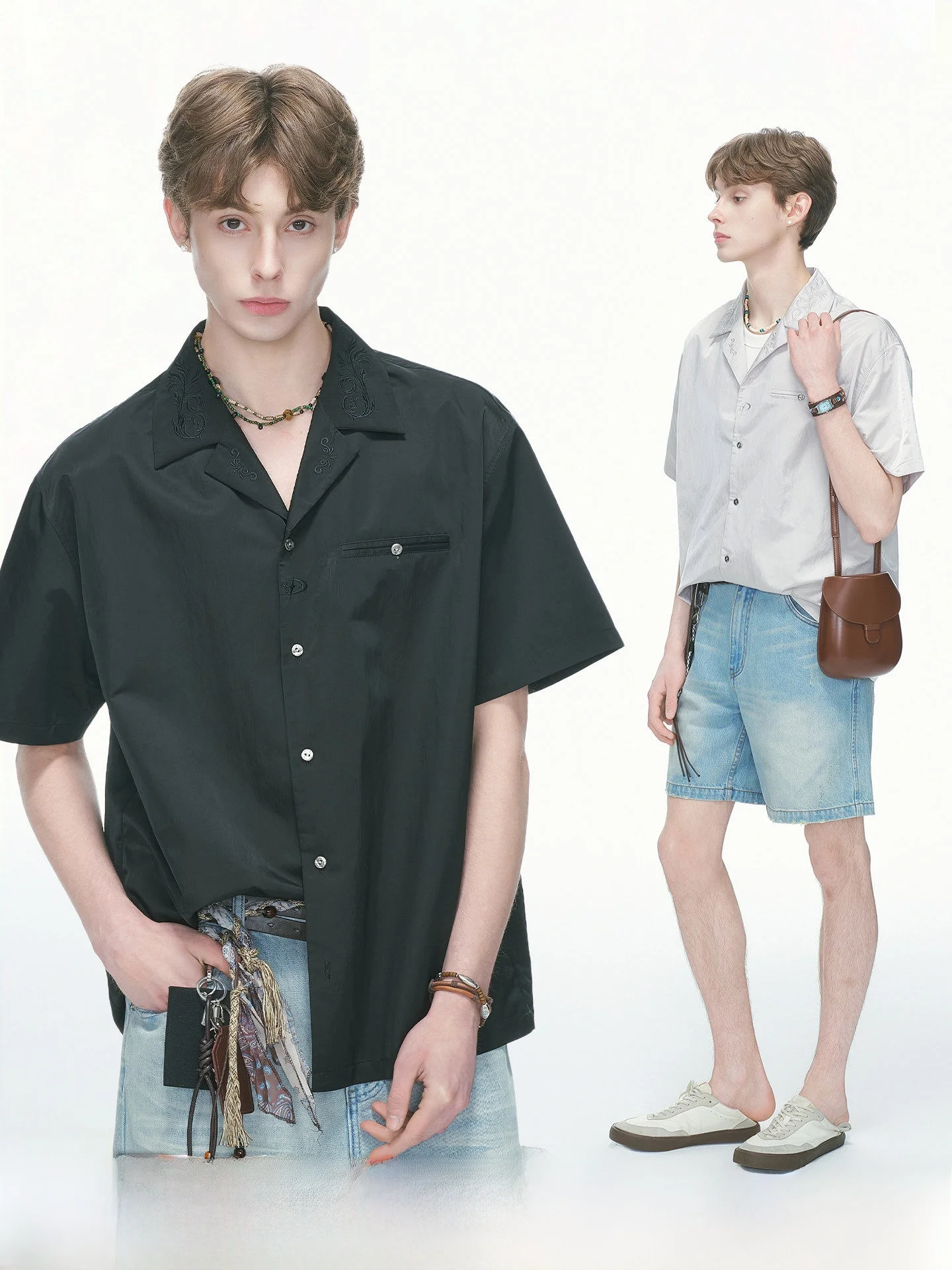 Dream Made Embroidered Relief Short Sleeve Shirt Men's Summer Thin Anti-Wrinkle Half Sleeve Youth Fashion Commute Style Casua...