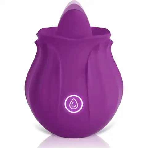18 Purple Rose Vibrator for Women, Flower Clitoral Suction Toy, Licking Tongue, Soft Silicone, Rechargeable Waterproof, Discreet
