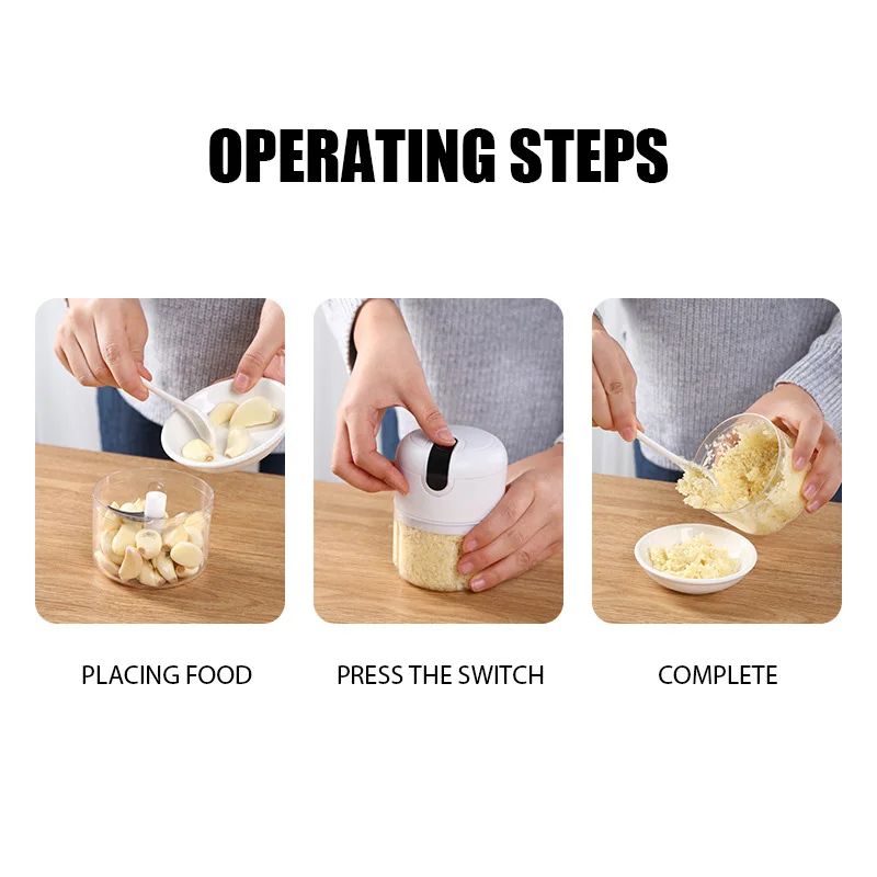 الكهربائية الثوم مهروسة منتج أغذية قطاعة الخضراوات مفرمة اللحم الفاكهة مهروسة الفلفل المروحية المنزل المطبخ USB شحن المفرمة