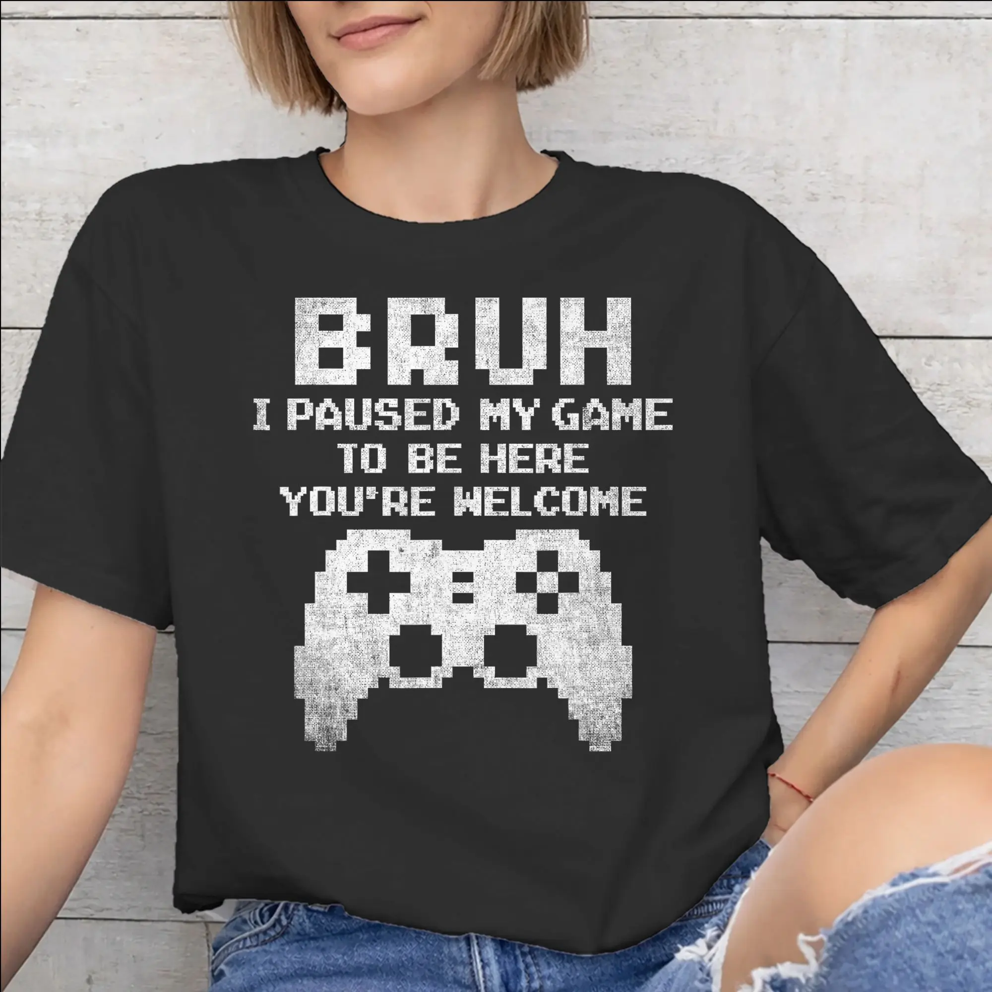 I Paused My Game To Be Here Graphic T Shirts Men Women  Cotton  Tee Shirt Clothing