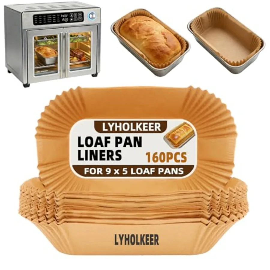 Loaf Pan Liners, 160Pcs Bread Pan Liners for Baking Bread 9x5, 9.5 x 5 Inch, Food Grade, Oil Proof, Heat Resistant, Non-Stick D