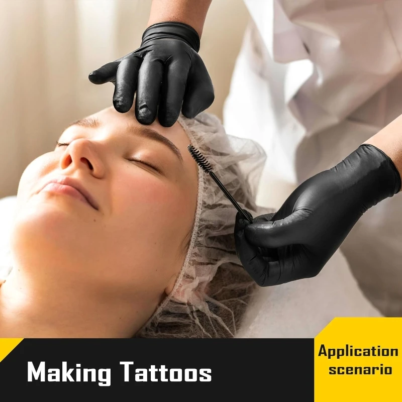 20/50/100 قطعة قفازات النتريل السوداء القابل للتصرف غير معقمة الملمس قفازات تنظيف المطبخ الوشم صبغة شعر قفازات الأظافر #5