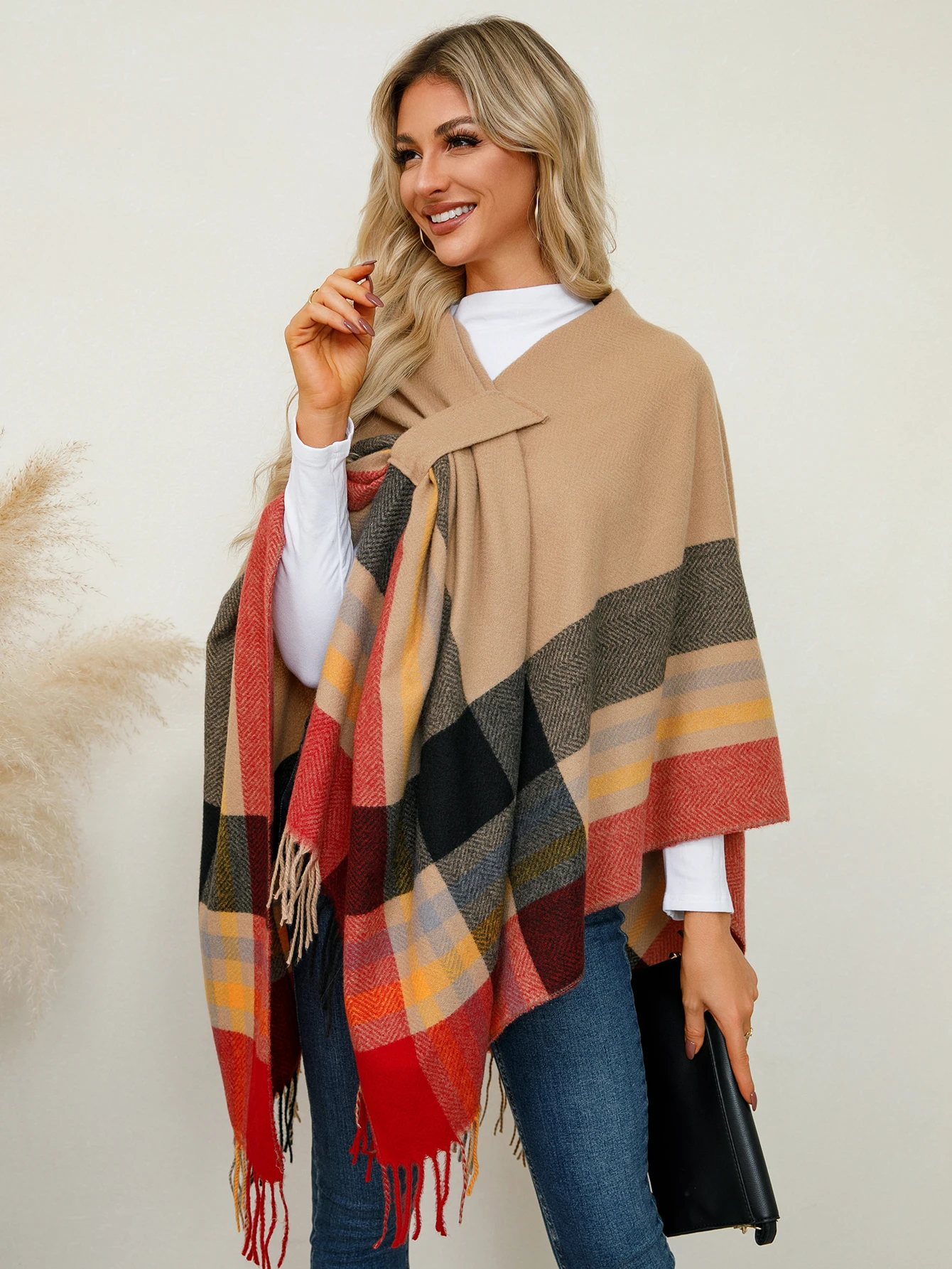 

Shawl Wraps for Women, Elegant Knitted Cape Open Front Poncho Scarf Blanket Cardigan Coat for Spring, Autumn, and Winter