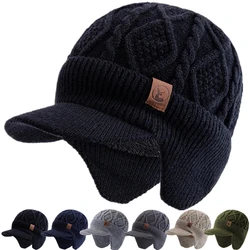 Hot Sale Unisex Winter Hat Plush Fur Lined Warm Earflap Cap Stylish Soft Beanie Hat  Outdoor Thick Ski Sports Knitted Hat