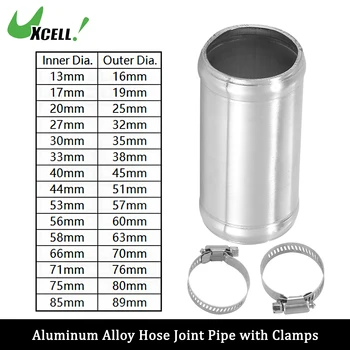 UXCELL – tuyau de refroidisseur intermédiaire de 76mm de long, ensemble de tuyaux de Joint de tuyau en alliage d'aluminium avec 2 colliers de serrage OD 16mm-102mm 0 degrés droits