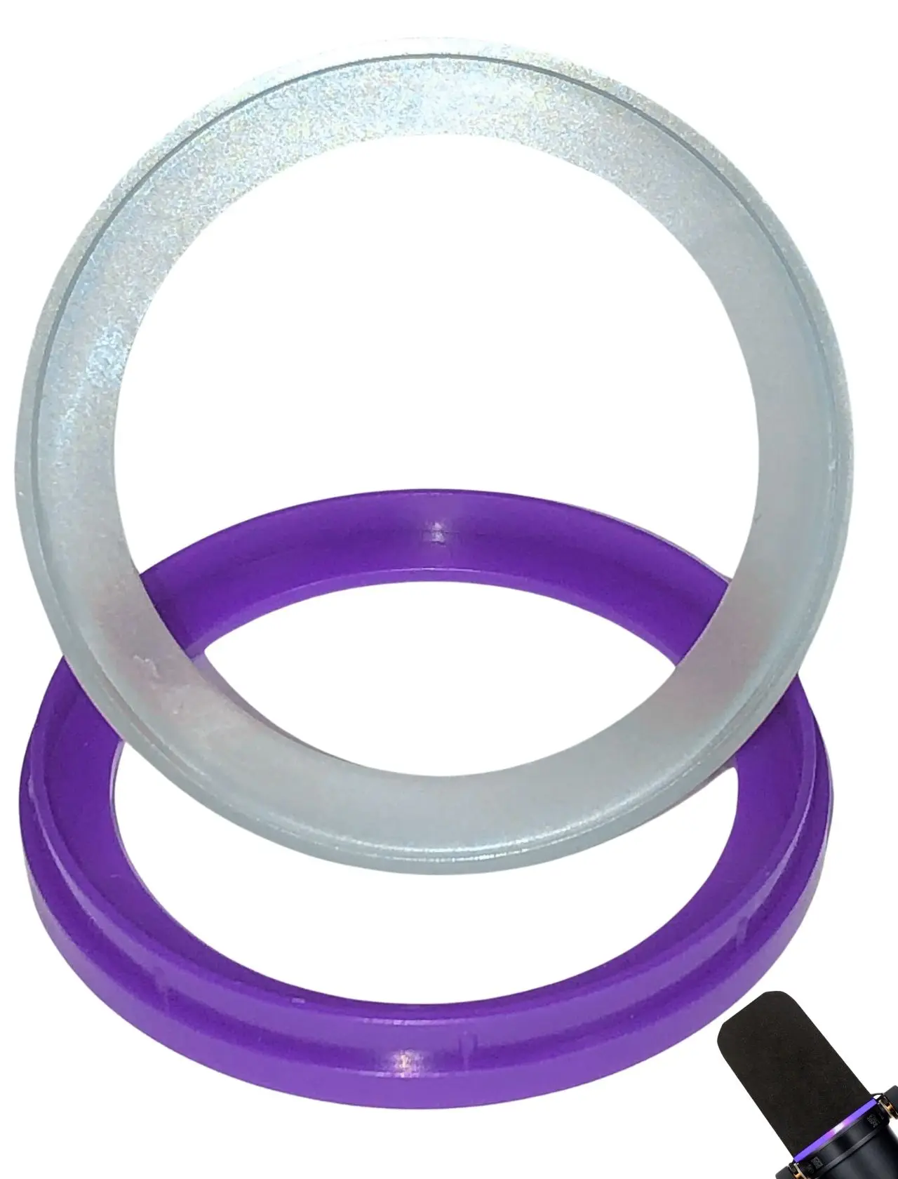 2-Pack SM7B Pop Filter Retaining Ring for Shure SM7B Microphone Accessory Foam Windscreen Cover Seal on Base, Violet and Glow