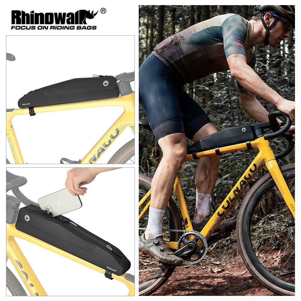 

Rhinowalk Bicycle Waterproof Top Tube Bag Paint-Safe Screw & Strap Fixing Frame Storage Pack For MTB Road Gravel No Touching Leg